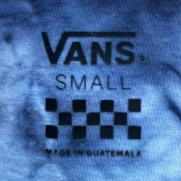 VANS TIE DYE CUT OFF Women’s Navy Blue White Crew Neck Frayed Hem Sweatshirt S - Picture 4 of 7